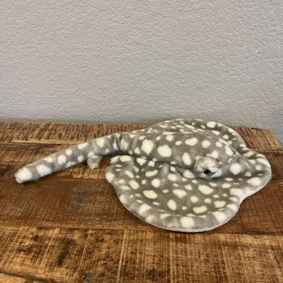 STINGRAY PLUSH Stuffed Animal Plush Toy Gray White Polka Dots - Picture 5 of 9